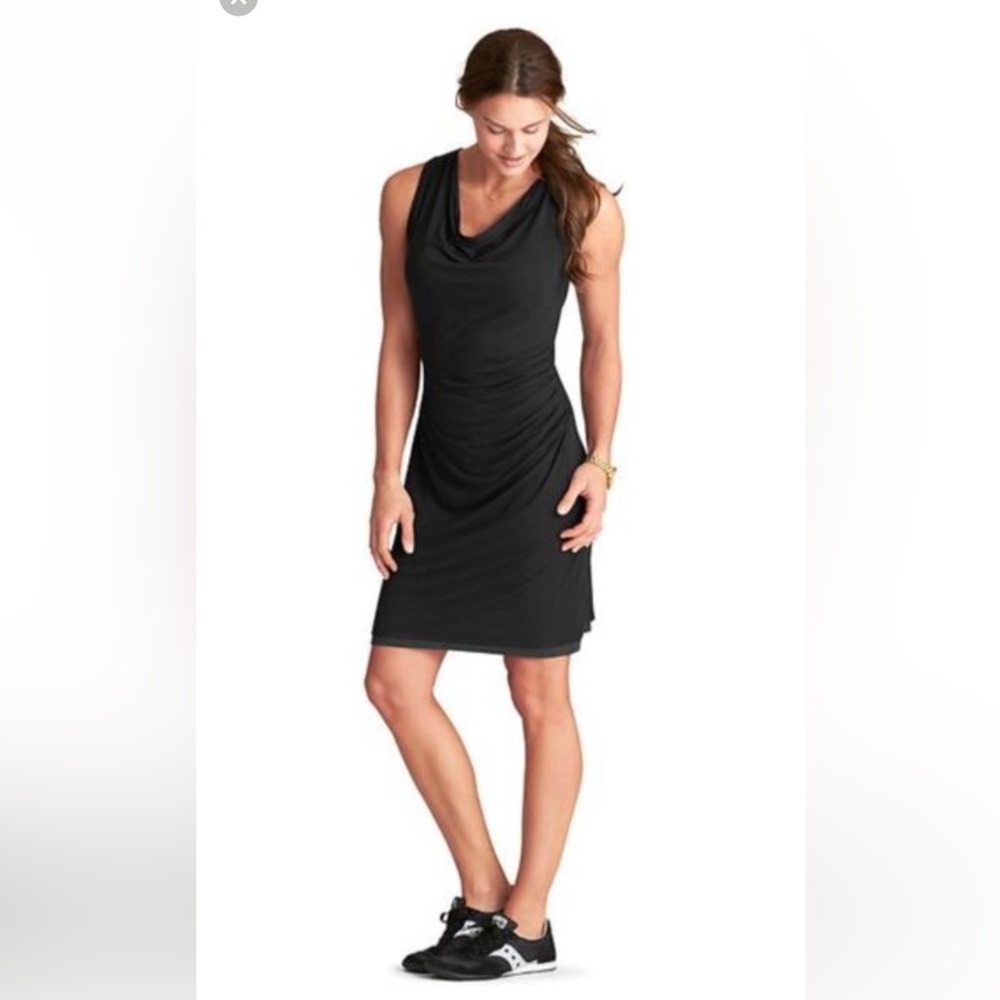 Athleta Inverse Drape Dress Reversible Cowl Neck Ruched Modal fushia gray small
